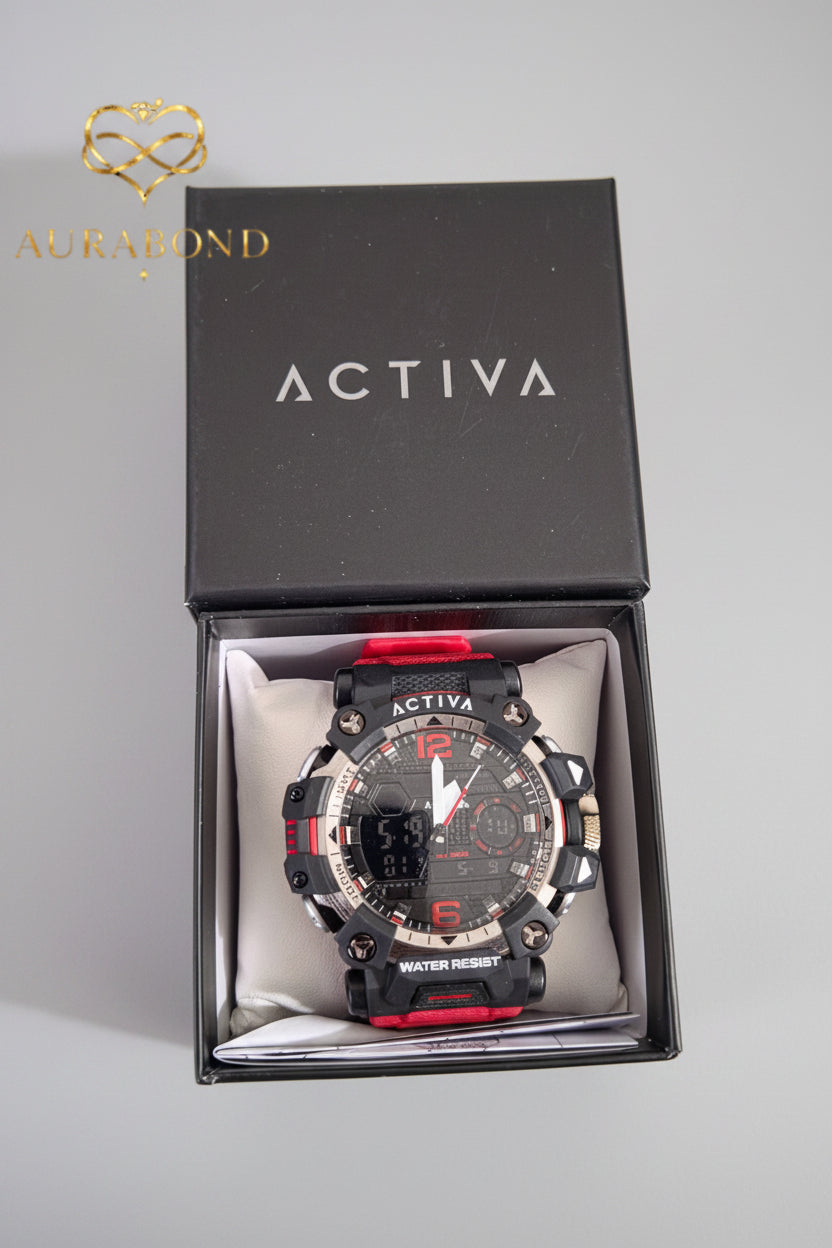 Activa X Invicta Digital Men's Watch ACW8072-003 – 49mm Red Sport Watch | Digital Display | Water Resistant | Gift for Him