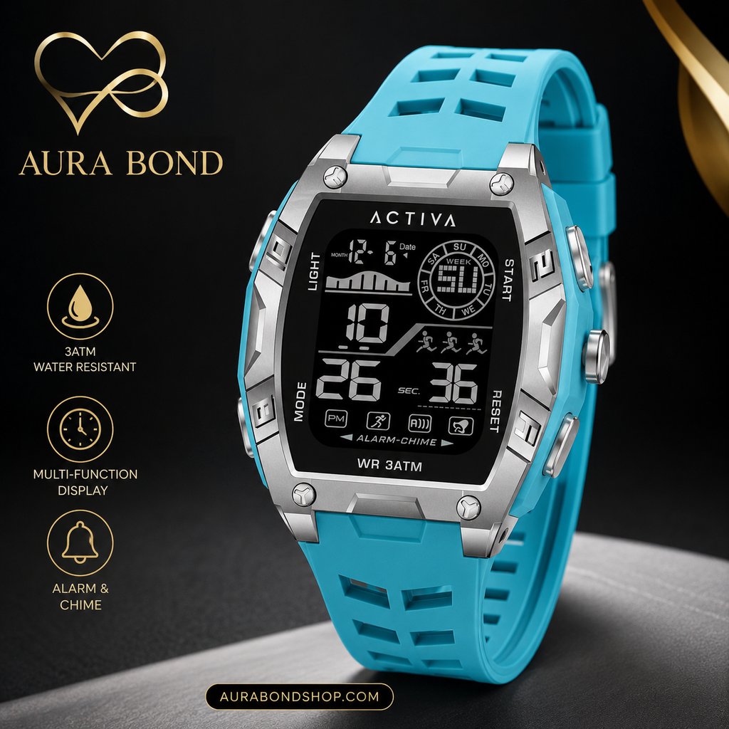 Activa X Invicta Digital Watch | Blue Silicone Strap | Multifunction Sports Watch | Water Resistant 3 ATM | New in Original Box