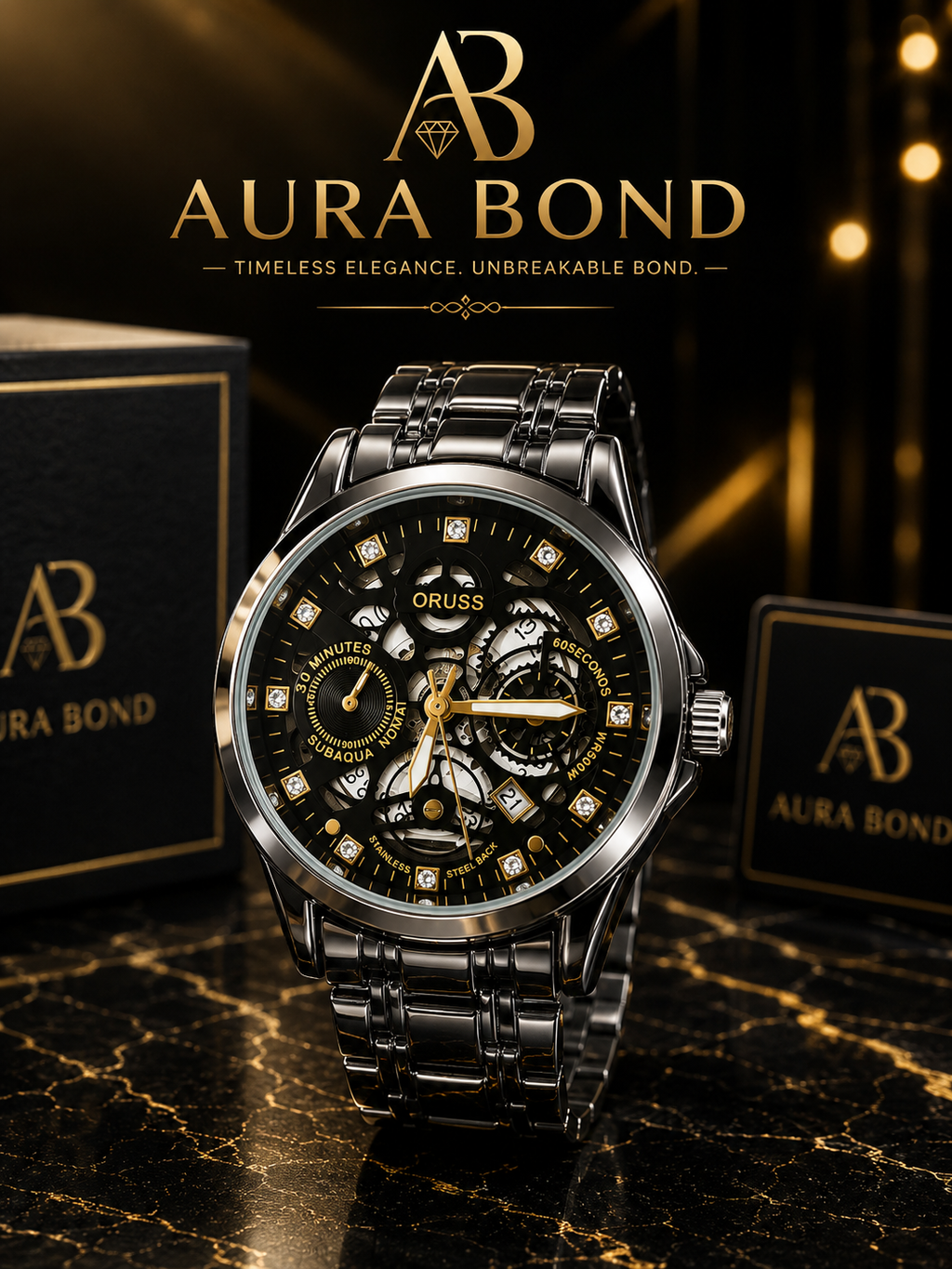 KZ10-White quartz mechanical watch with black dial and openwork design-40MM
