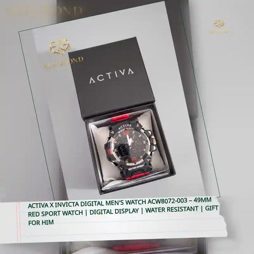 Activa X Invicta Digital Men's Watch ACW8072-003 &ndash; 49mm Red Sport Watch | Digital Display | Water Resistant | Gift for Him by@Outfy
