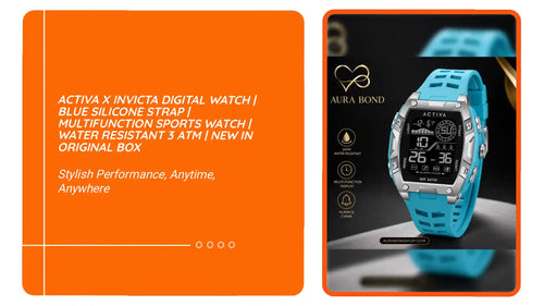 Activa X Invicta Digital Watch | Blue Silicone Strap | Multifunction Sports Watch | Water Resistant 3 ATM | New in Original Box by@Outfy