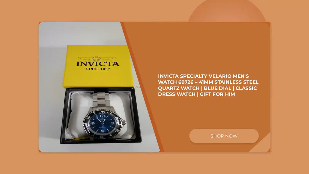 Invicta Specialty Velario Men's Watch 69726 &ndash; 41mm Stainless Steel Quartz Watch | Blue Dial | Classic Dress Watch | Gift for Him by@Outfy